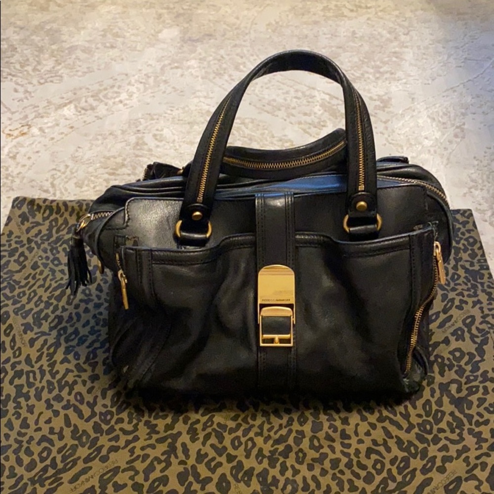 Black leather Rebecca minkoff handbag